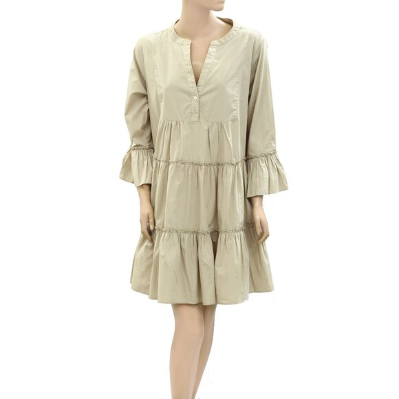 Kerri Rosenthal Charlie Cotton Mini Dress Ruffle Tiered Flowy Cotton L 272670